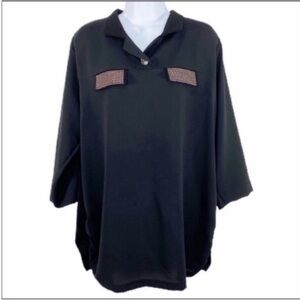 Rhinestones black blouse top